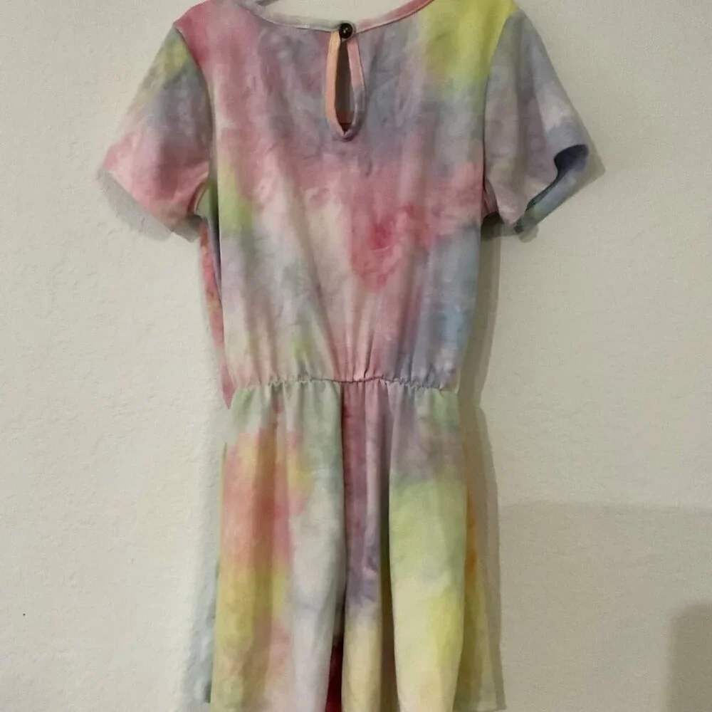 FOREVER GIRL TIE DYE FLEMINGO ROMPER